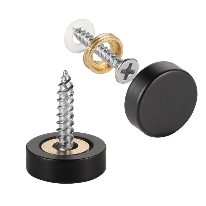 kvohlum 20 Pcs Screw Covers Caps (Solid Brass Construction) Mirror Screws Fasteners  Sign Advertising Hardware  3/5"" Diameter  Black - Image 1