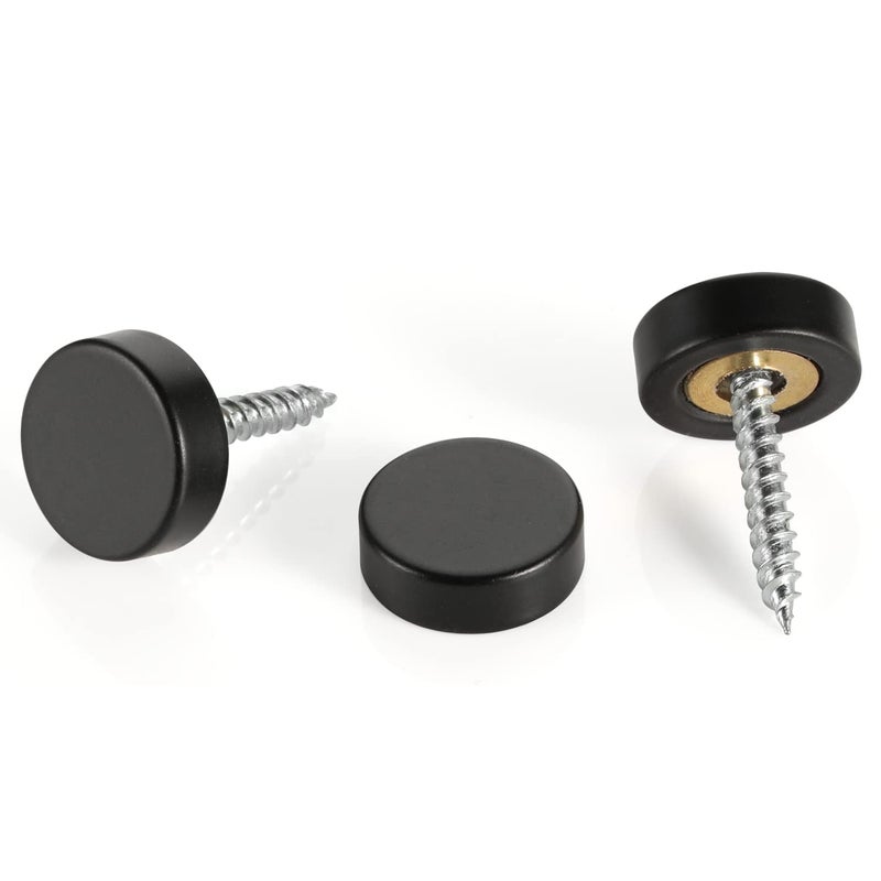kvohlum 20 Pcs Screw Covers Caps (Solid Brass Construction) Mirror Screws Fasteners  Sign Advertising Hardware  3/5"" Diameter  Black - Image 5