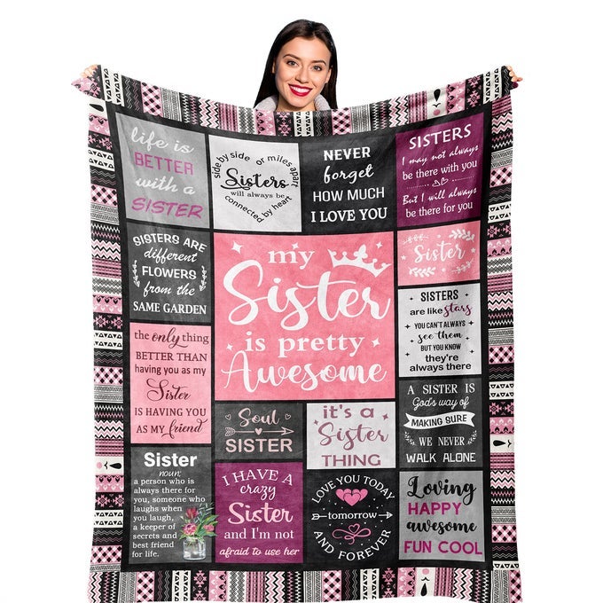 SISTER GIFTS FROM SIS SISTERS BIRTHDAY GIFT IDEA BEST SISTER EVER GIFT FOR WOMEN BIRTHDAY GIFTS FOR SISTERS SIS SOFT THROW BLANKET 80 X 60