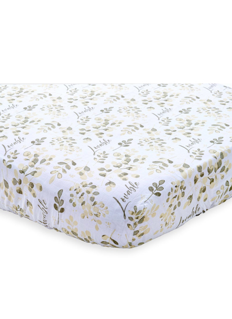 NINI Nini Baby Cot/Crib Fitted Sheet, Lovable, 100% Cotton Muslin, Soft & Breathable, Includes 1 Fitted Sheet, Size Up to 70x140 cm  - Image 4
