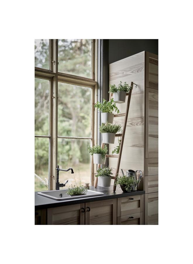 Zaboon Plant stand with 5 plant pots, bamboo/white, 125 cm - Image 3