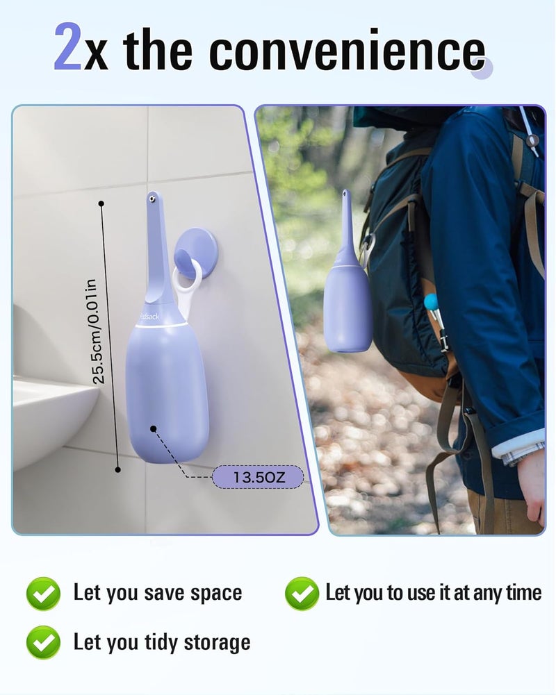 Redsack High Pressure Portable Bidet for Travel,Foldable Flip-Top Peri Bottle with Hook Ring,Handheld Bidet Sprayer for Personal Hygiene,BPA-Free,400ML Personal Toilet for Women Men Baby Cleaning(Purple) - Image 4