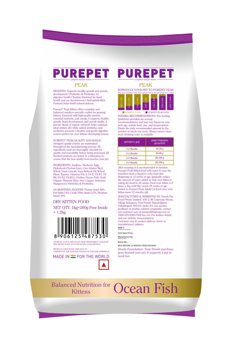 PUREPET Peak Kitten Dry Cat Food Ocean Fish - Image 2