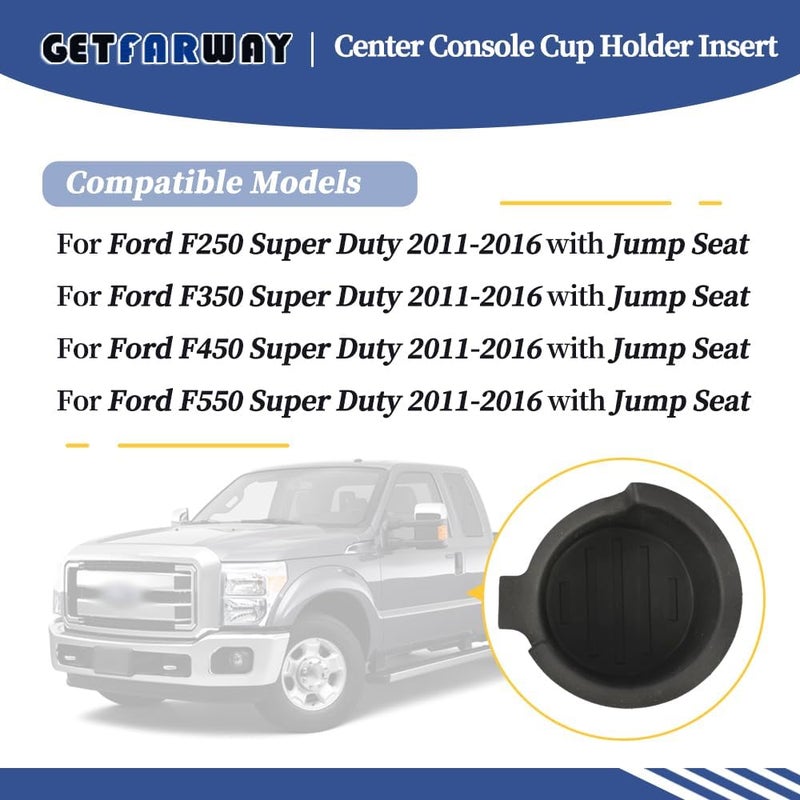 Getfarway Jump Seat Center Console Cup Holder Insert BC3Z-2813562-DA BC3Z-2813562-EA Compatible with Ford F250 F350 F450 F550 Super Duty 2011-2016 - Image 2