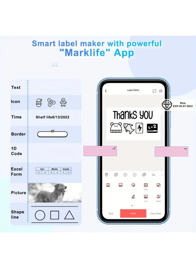 Marklife Thermal Label Printer with 20pcs 10.16x15.24 cm Shipping Thermal Label for E-Commerce Compatible with Smartphone and Computer Used for Shipping Labels,Barcode,QR Code,Thanks Labels,Jar Label, Thermal Label Maker, Thermal Printer, Thermal Printer Paper, Thanks Labels for Jars, Shipping Label Printing, Portable Label Printer, Smartphone Compatible Printer, Portable Form Factor, Compact Design, Operated Printer, Thermal Label Paper, Home Office Users - Image 3