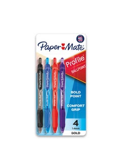 Paper Mate Profile Retractable Ballpoint Pens Bold Point Assorted Colors 4 Pack  - Image 1