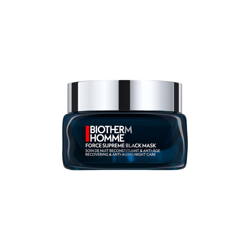 BIOTHERM ماسك بيوديرم هوم فورس سوبريم الأسود، ماسك ليلي مضاد للشيخوخة للرجال مع الطحالب الداكنة والطحالب الزرقاء، يملأ وينشط البشرة، ينعّم التجاعيد بين عشية وضحاها، 1.7 أونصة سائلة. - Image 1