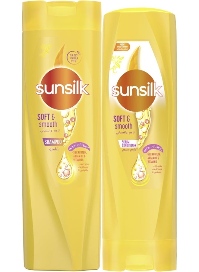 Sunsilk شامبو صن سلك ناعم وملس، 400 مل + بلسم صن سلك ناعم وملس، 320 مل
