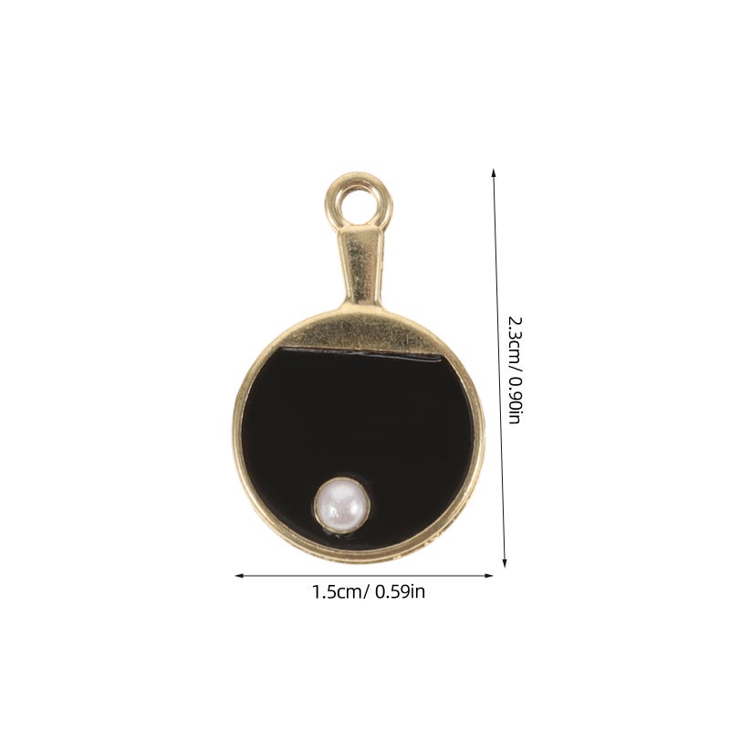 10pcs Table Tennis Pat Pendants Necklace Pendants Keyring Hangings DIY Jewelry Supplies Black - Image 3