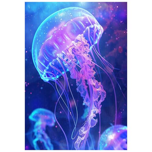 Ulord Great Jigsaw Puzzles for Adults 300 Pieces Glowing Jellyfish Ocean Scene Puzzles for Adults Toys Gift Family Decoration Kids Puzzle - Image 1