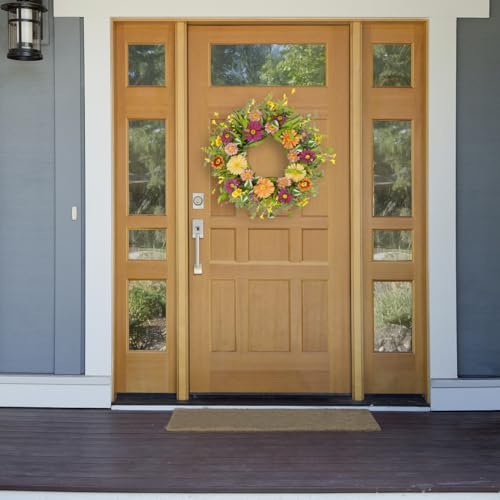 WreathDream Artificial Spring Wreaths for Front Door Summer Door Wreath with Multicolor Daisy for Front Door Indoor Outdoor Farmhouse Home Wall Window Festival Wedding Decor - Image 2
