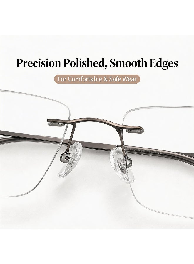 PUKCLAR Rimless Glasses Pure Titanium Ultra Lightweight Non Prescription Plano Eyewear Flexible Screwless Fashion Frames for Men Women Business Daily Wear - Image 5