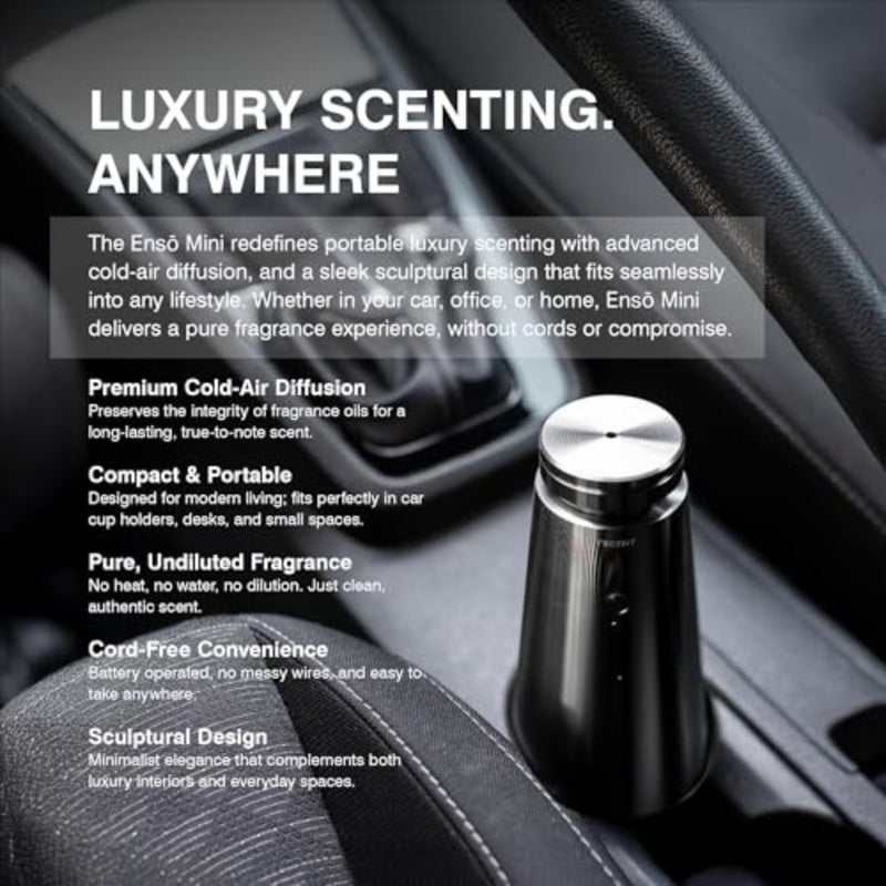 Ensō Mini Cold-Air Scent Diffuser Cordless Fragrance System with Smart Car Mode For Home, Office and Car Black Finish Compatible with 10ml Ensō Bottles Sold Separately - Image 2