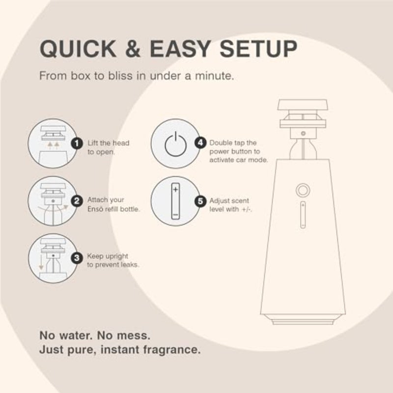 Ensō Mini Cold-Air Scent Diffuser Cordless Fragrance System with Smart Car Mode For Home, Office and Car Black Finish Compatible with 10ml Ensō Bottles Sold Separately - Image 4
