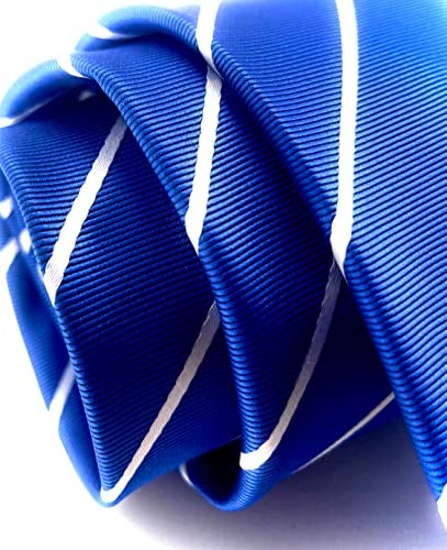 Scott Allan Collection Scott Allan Men's Blue Tie | Royal Blue premium Necktie | Mens Blue and White Striped Ties for Him - Image 3