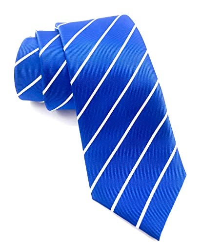 Scott Allan Collection Scott Allan Men's Blue Tie | Royal Blue premium Necktie | Mens Blue and White Striped Ties for Him - Image 5