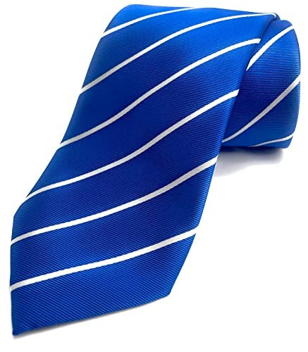 Scott Allan Collection Scott Allan Men's Blue Tie | Royal Blue premium Necktie | Mens Blue and White Striped Ties for Him - Image 1