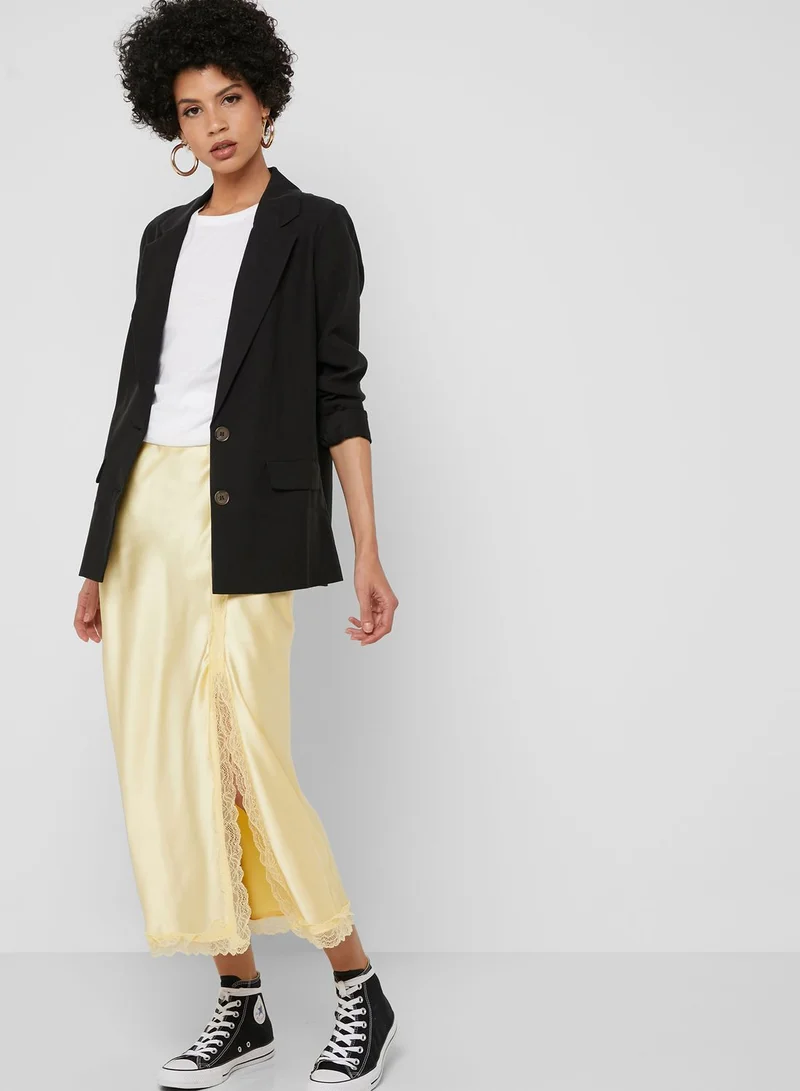TOPSHOP Lace Trim Satin Slip Skirt