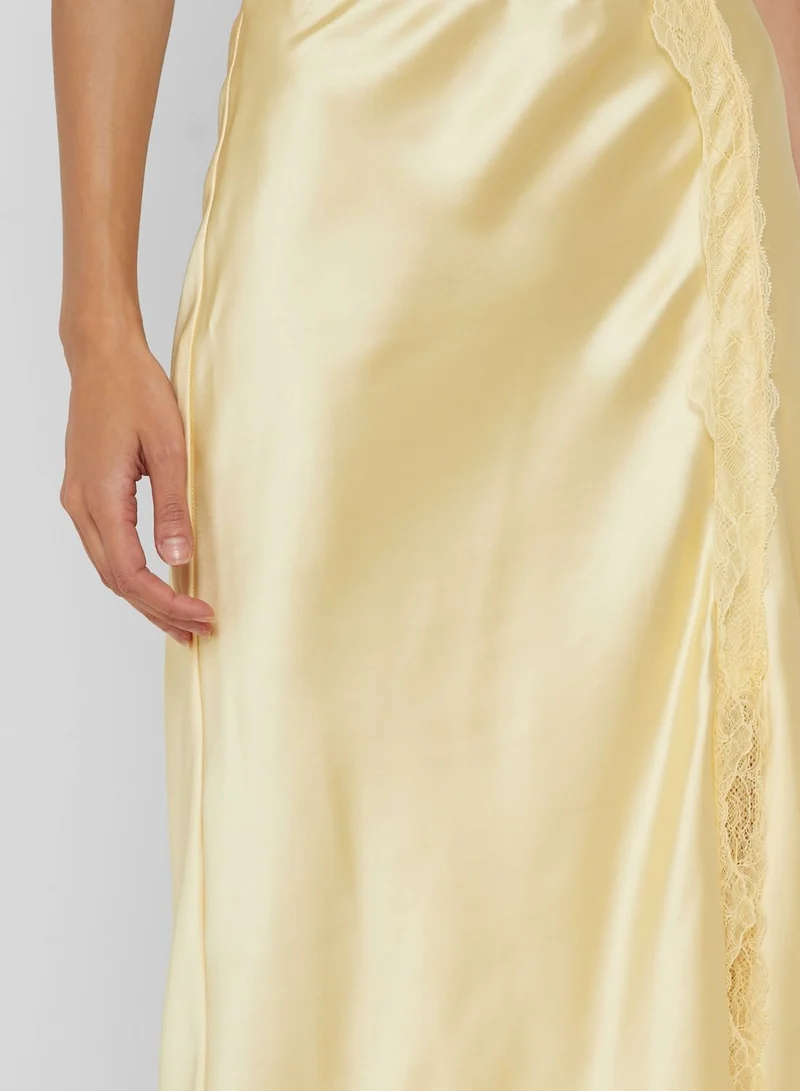 TOPSHOP Lace Trim Satin Slip Skirt
