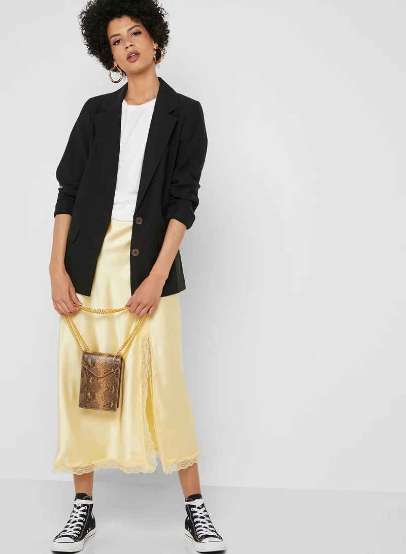 TOPSHOP Lace Trim Satin Slip Skirt