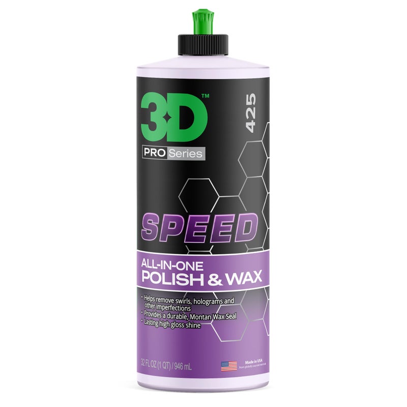 3D Speed All-In-One Polish & Wax â€“ Scratch & Swirl Remover, Clear Coat Safe Paint Sealant â€“ High Gloss Finish, Easy Application â€“ 32oz â€“ Made in USA - Image 1