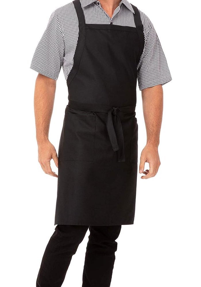 Unisex Cross-Back Bib Apron in Black - One Size - Image 4