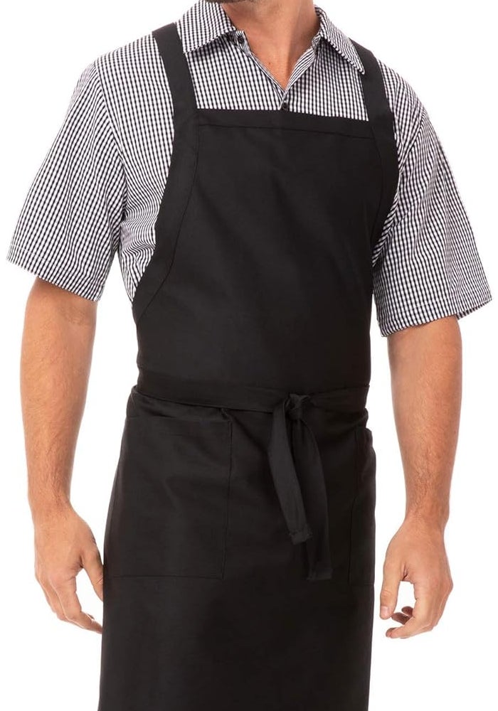 Unisex Cross-Back Bib Apron in Black - One Size - Image 1