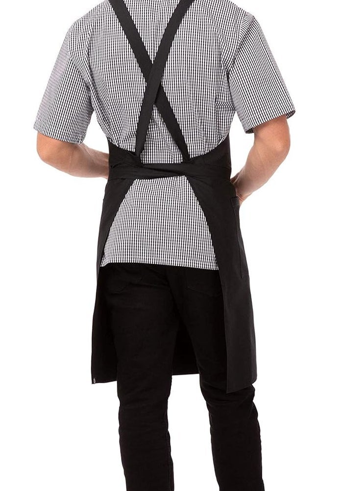 Unisex Cross-Back Bib Apron in Black - One Size - Image 2