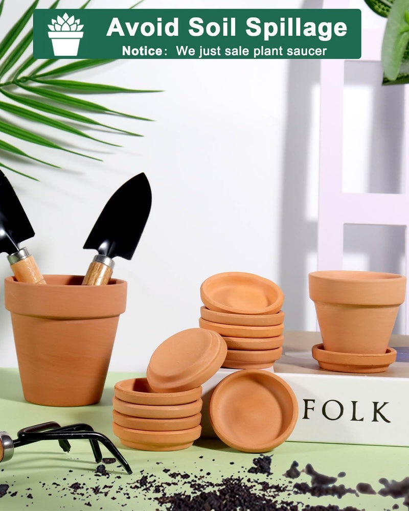 vensovo 2 Inch Terracotta Plant Saucer Pots Tray - 32 pcs Mini Planter Saucers for Indoor & Outdoor Plants, Small Clay Trays Perfect for 1 Inch 1.5Inch Flower Pot - Image 3