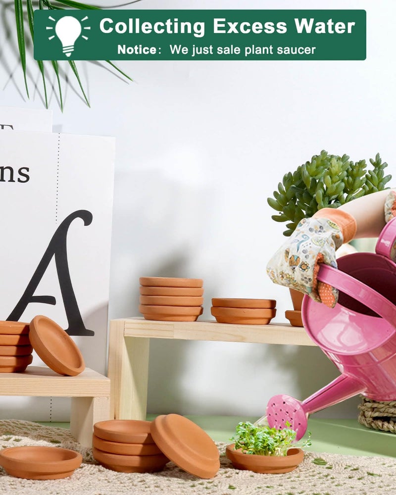vensovo 2 Inch Terracotta Plant Saucer Pots Tray - 32 pcs Mini Planter Saucers for Indoor & Outdoor Plants, Small Clay Trays Perfect for 1 Inch 1.5Inch Flower Pot - Image 4