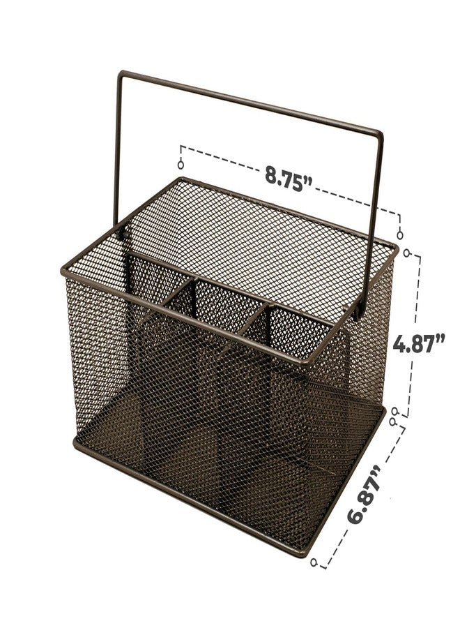Sorbus® Utensil Caddy - Silverware, Napkin Holder, and Condiment Organizer - Multi-Purpose Steel Mesh Caddy-Ideal for Kitchen, Dining, Entertaining, Tailgating, Picnics, and much more (Bronze) - Image 4