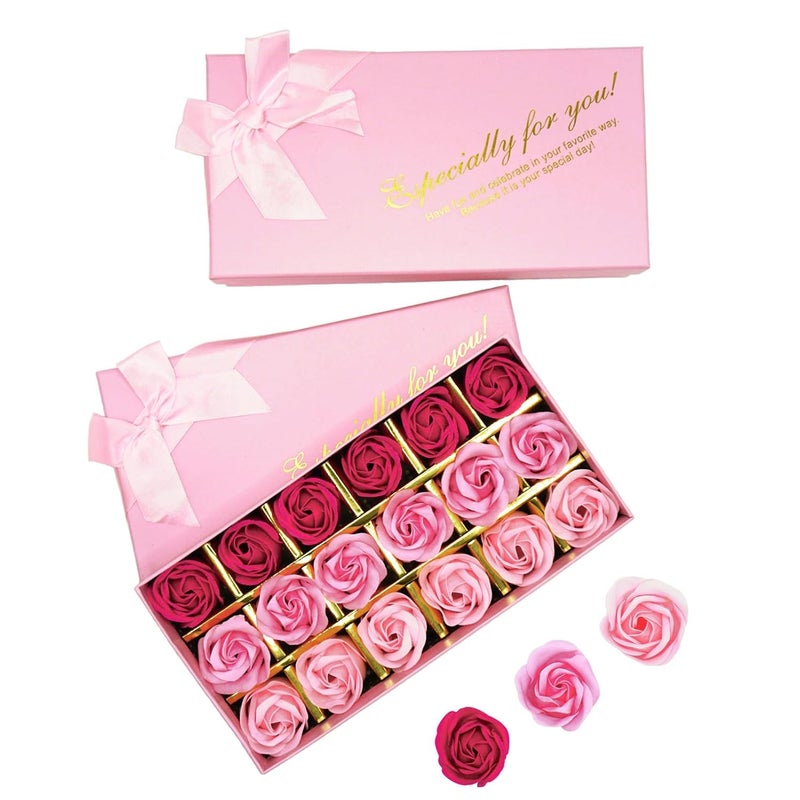 36 PCS Floral Scented Bath Soap Rose Flower Petals 2 Pack Plant Essential Oil Rose Soap Set Best Gifts for Her Women Girls Mom Lover Birthday Valentine Christmas Pink