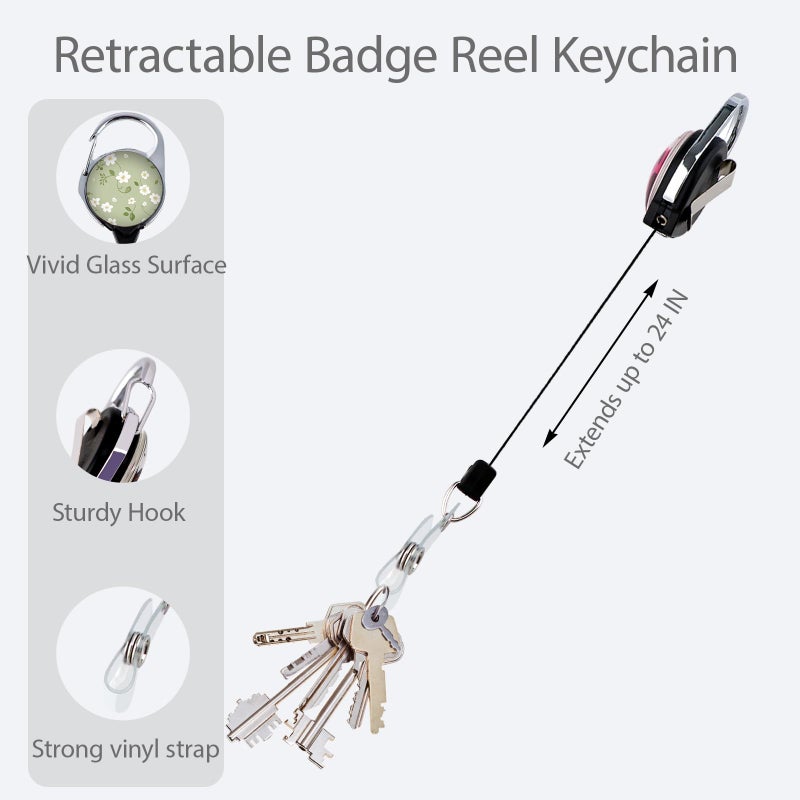 DMLSKY 2 Pack Cute Badge Holder with Retractable Badge Clip for Keys ID Card with Hard Badge Protector for Women Nurse Work School Teacher Student - Image 3