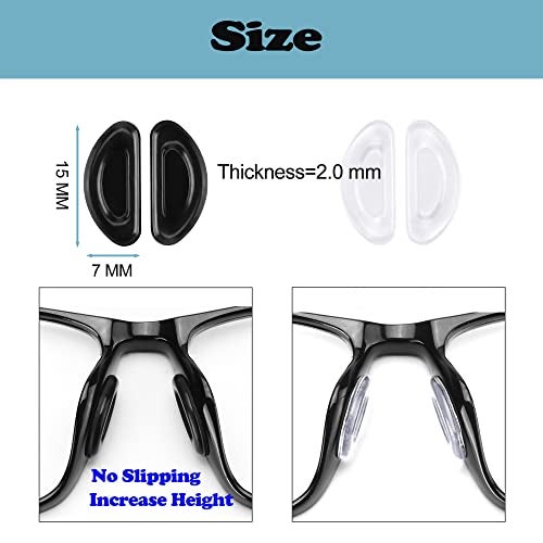 Omnful Eyeglass Nose Pads 20mm Thinckness Adhesive AntiSlip Silicone Nose Pads for GlassesSoft Silicone Cushion Nose Pad for Eyeglasses Glasses Sunglasses 5 Pairs Black - Image 5