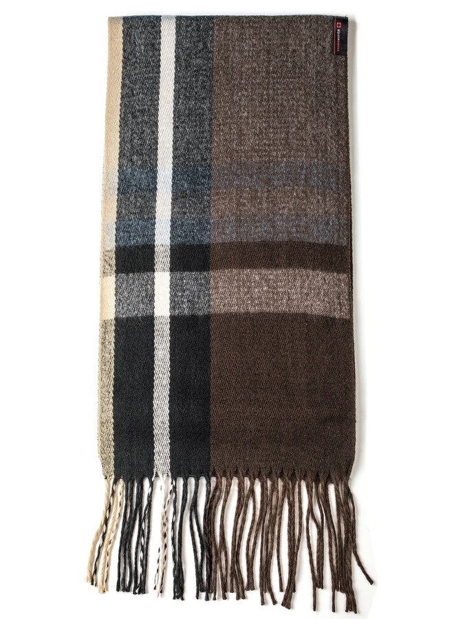 Alpine Swiss Mens Plaid Scarf Soft Winter Scarves Unisex, Black Blue, One Size - Image 4