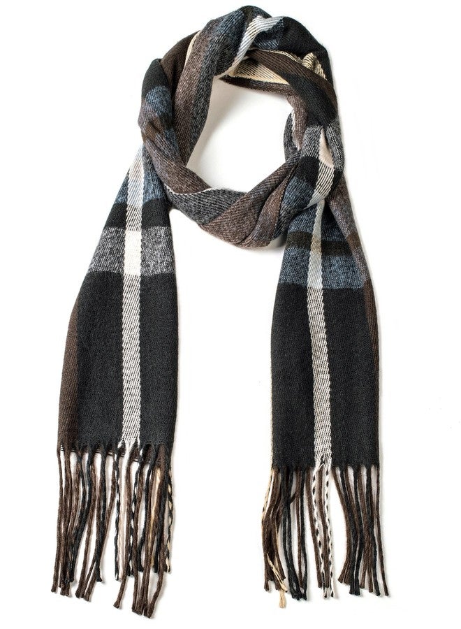 Alpine Swiss Mens Plaid Scarf Soft Winter Scarves Unisex, Black Blue, One Size - Image 2