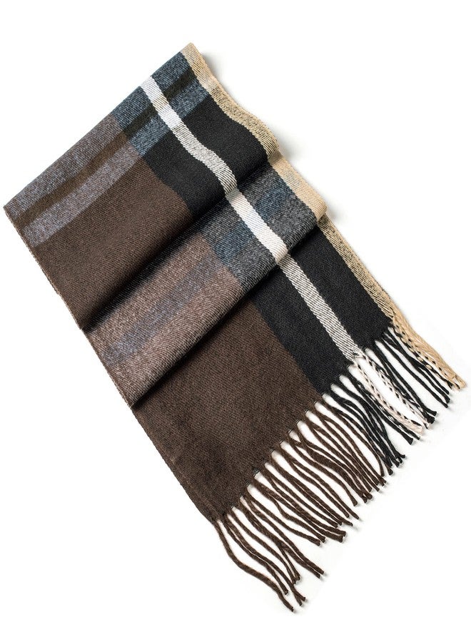 Alpine Swiss Mens Plaid Scarf Soft Winter Scarves Unisex, Black Blue, One Size - Image 5