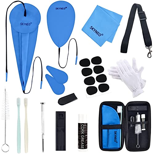 SKYNEO Saxophone Cleaning kit, Clarinet Cleaning Kit with Maintenance Kit,Cork Grease,Swab,Strap,Cleaning Cloth,Thumb Rest,Reed Case,Mouthpiece Brush and More - Image 1