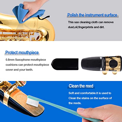 SKYNEO Saxophone Cleaning kit, Clarinet Cleaning Kit with Maintenance Kit,Cork Grease,Swab,Strap,Cleaning Cloth,Thumb Rest,Reed Case,Mouthpiece Brush and More - Image 4