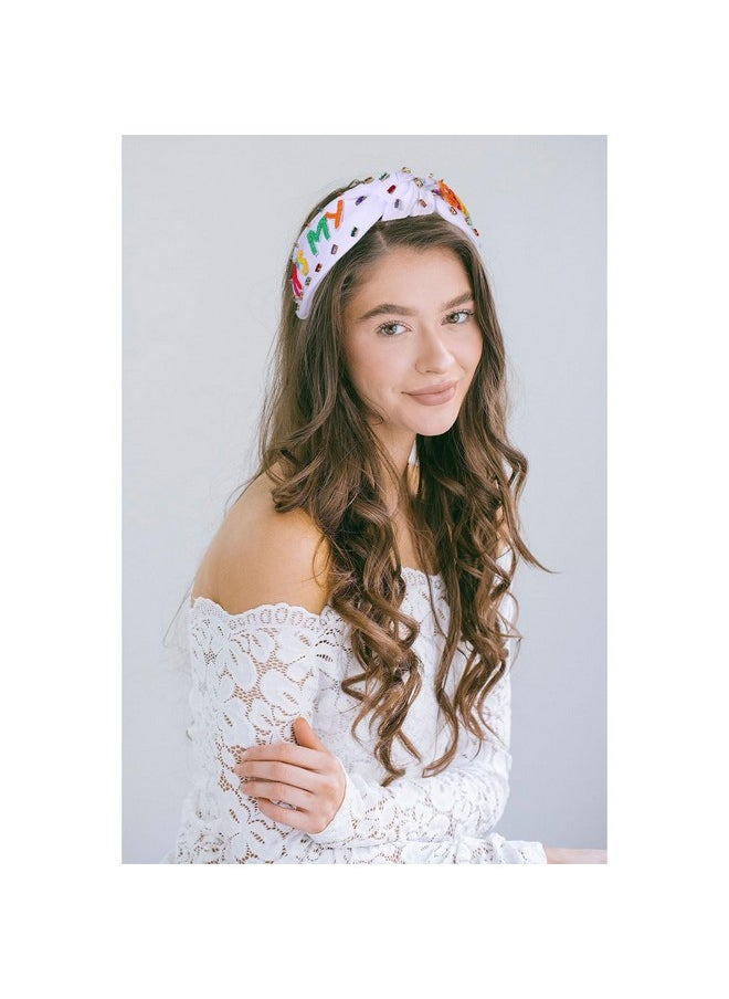 YAHPERN Birthday Headband For Women Beaded It’S My Birthday Knotted Headband Embellished Rhinestone Crystal Top Knot Headband Birthday Crown Hair Accessories Party Decorations Gifts  - Image 4