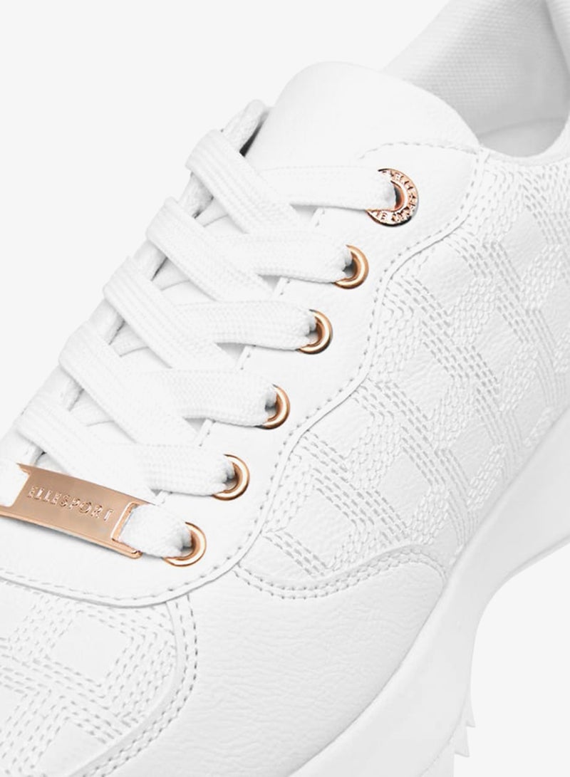 ELLE Women's Embroidered Sneakers with Lace-Up Closure - Image 4