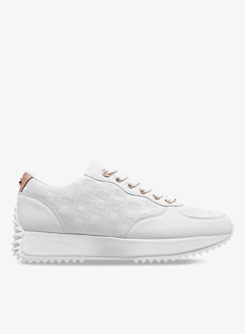 ELLE Women's Embroidered Sneakers with Lace-Up Closure - Image 1