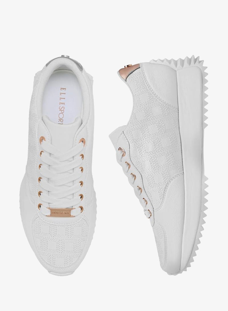 ELLE Women's Embroidered Sneakers with Lace-Up Closure - Image 3