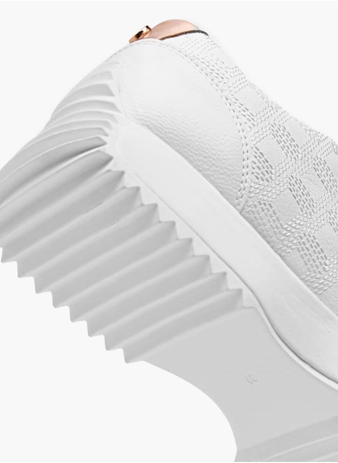 ELLE Women's Embroidered Sneakers with Lace-Up Closure  - Image 5