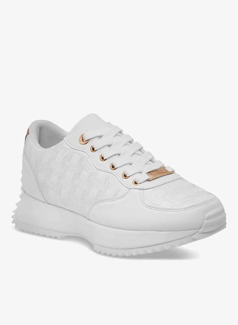 ELLE Women's Embroidered Sneakers with Lace-Up Closure