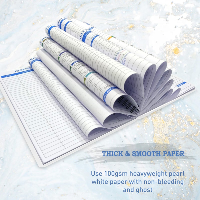 snootion Budget Planner - Monthly Finance Organizer with Expense Tracker Notebook to Manage Your Money Effectively, Undated Finance Planner/Account Book, Start Anytimem,A5(8.6x5.9 inchs),100gsm Paper - Water - Image 5