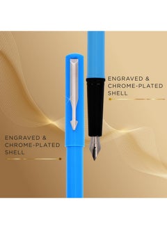 PARKER Beta Neo Chrome Trim Fountain Pen| Blue Body Color With 1 Ink Cartridge | Ink Color - Blue | Unique Gift For Employees | Leading Pen For Corporate  - Image 3