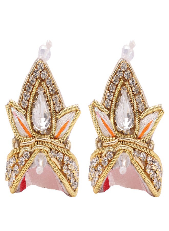 Aditri Creation Set of 2 Designer Mukut for Laddu Gopal Devi Maa Radha Krishna Ganesha Indian Traditional Festival Diwali Decorations God Goddess Sringar Set Deities Jewelry for God Idol Statue(Idol Size:-0)(White) - Image 1