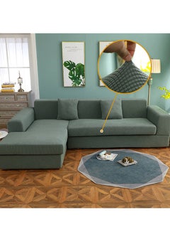 DUNISO Couch Slipcover L Shape Sofa Cover, Composed of a two-seat sofa cover and a three-seat sofa cover,High weight fully wrapped elastic sofa cover with Corn silk fabric,Sofa protective cover, anti slip cover, furniture protector,for L-shaped sofa which five people to sit on  - Image 1