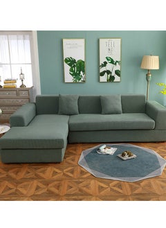 DUNISO Couch Slipcover L Shape Sofa Cover, Composed of a two-seat sofa cover and a three-seat sofa cover,High weight fully wrapped elastic sofa cover with Corn silk fabric,Sofa protective cover, anti slip cover, furniture protector,for L-shaped sofa which five people to sit on  - Image 3